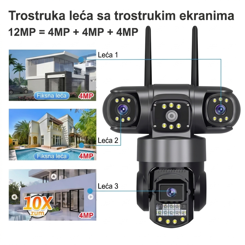 4K PRO WiFi sigurnosna kamera sa 4 kamere – 18MP, PTZ, noćni vid