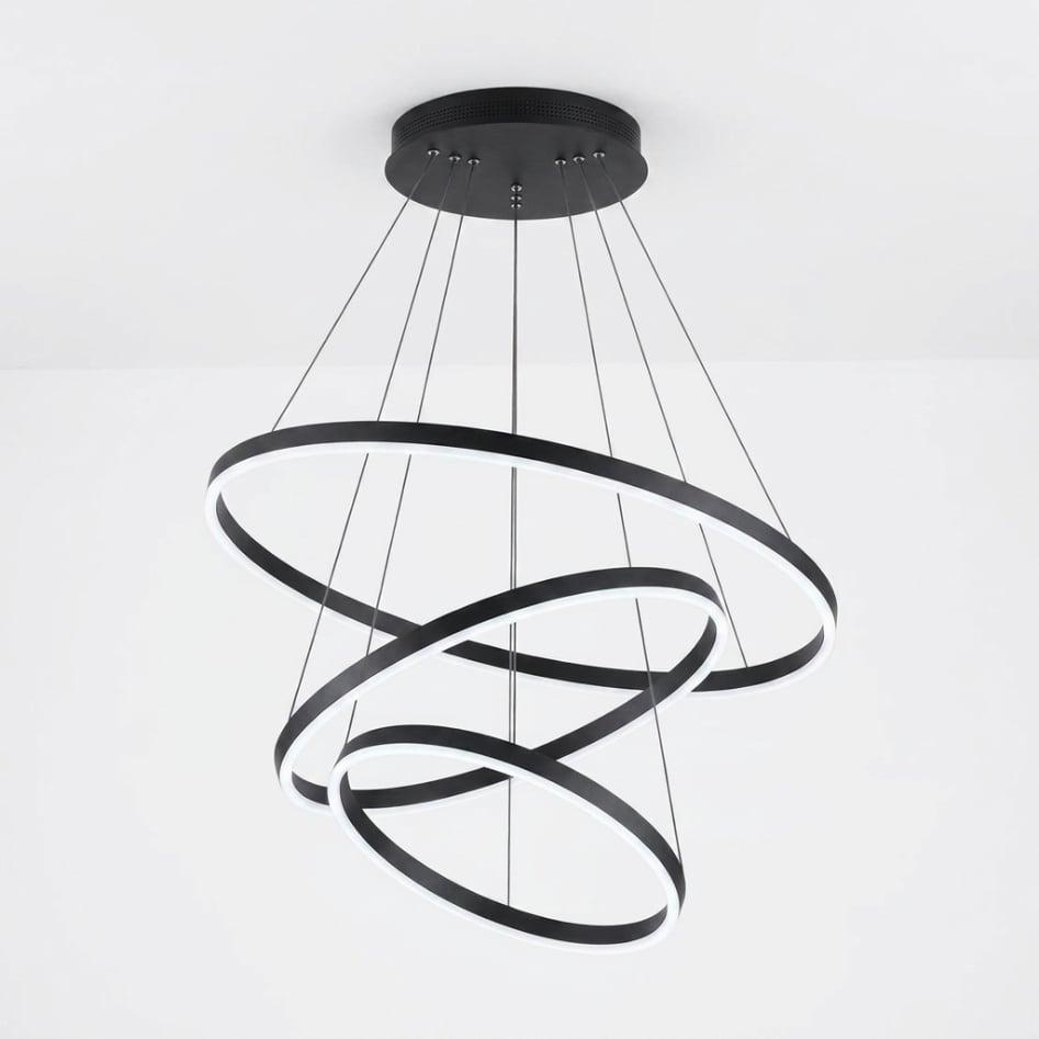 LED Luster sa 3 Prstena – Podesiva Boja Svjetlosti | Bijeli, Crni i Zlatni