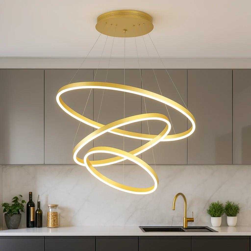 LED Luster sa 3 Prstena – Podesiva Boja Svjetlosti | Bijeli, Crni i Zlatni — slika 8