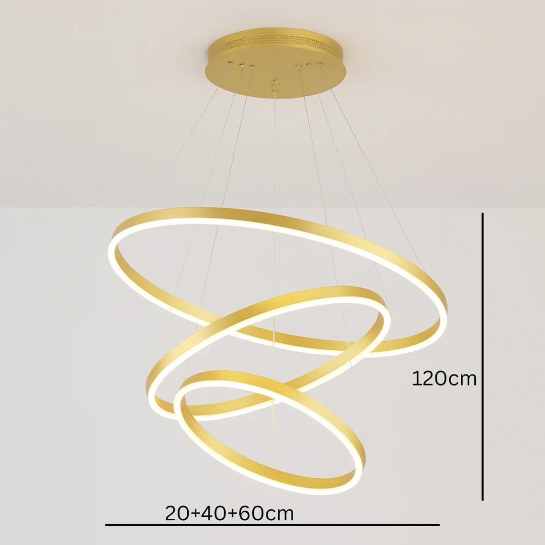 LED Luster sa 3 Prstena – Podesiva Boja Svjetlosti | Bijeli, Crni i Zlatni — slika 9