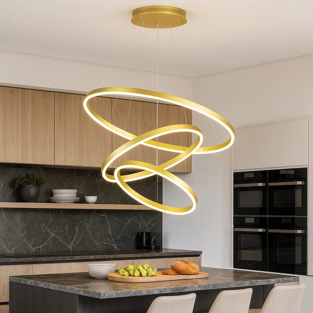 LED Luster sa 3 Prstena – Podesiva Boja Svjetlosti | Bijeli, Crni i Zlatni — slika 10