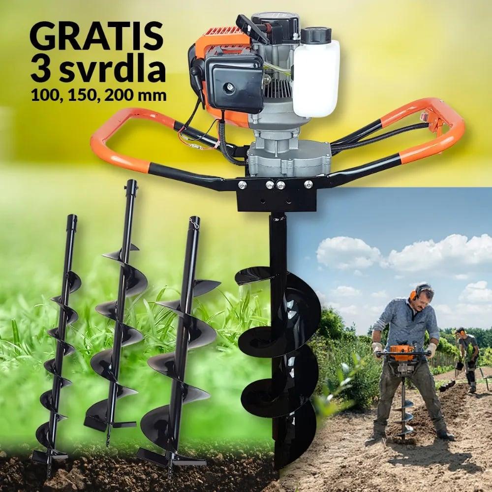 Motorni bušač rupa 3.8 KS + 3 GRATIS svrdla (10, 15 i 20 cm) — slika 3