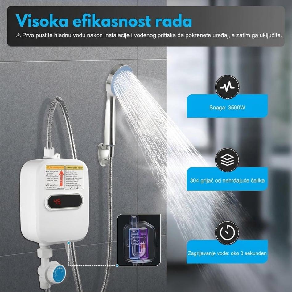 Protočni električni bojler 3500W sa digitalnim ekranom — slika 3