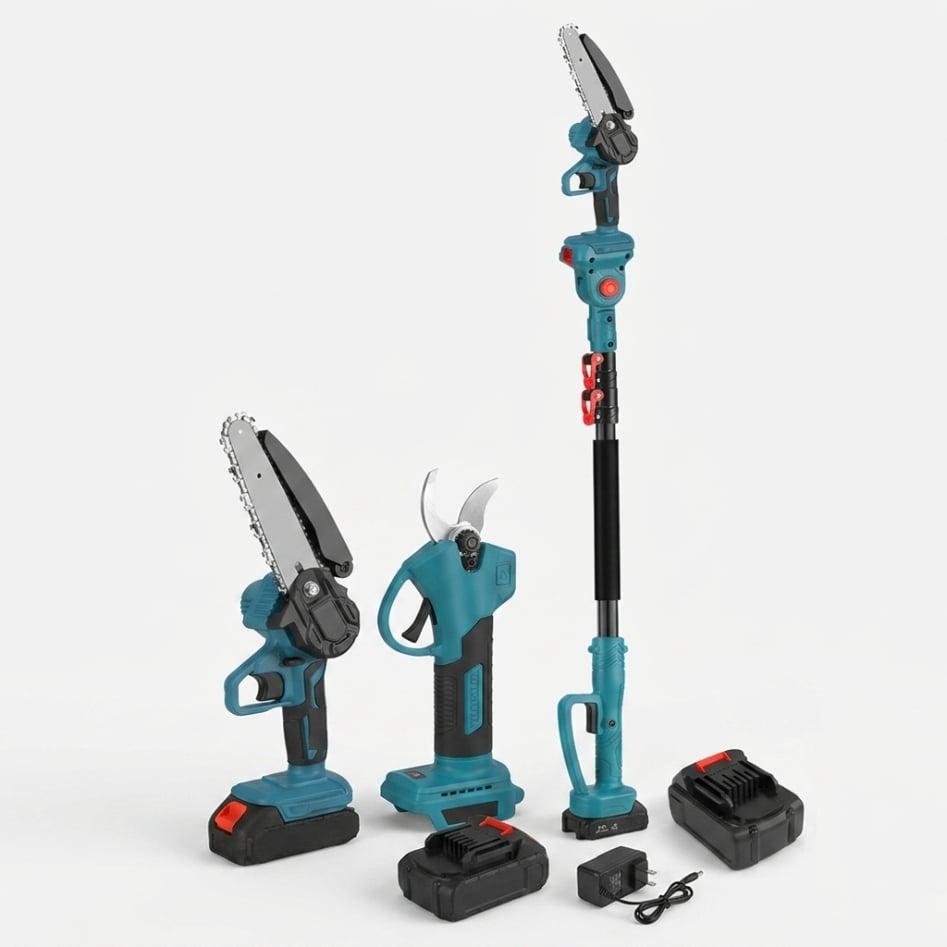 GIGA SET 3u1 – Aku makaze + Aku motorna pila + Teleskopski štap 2 m