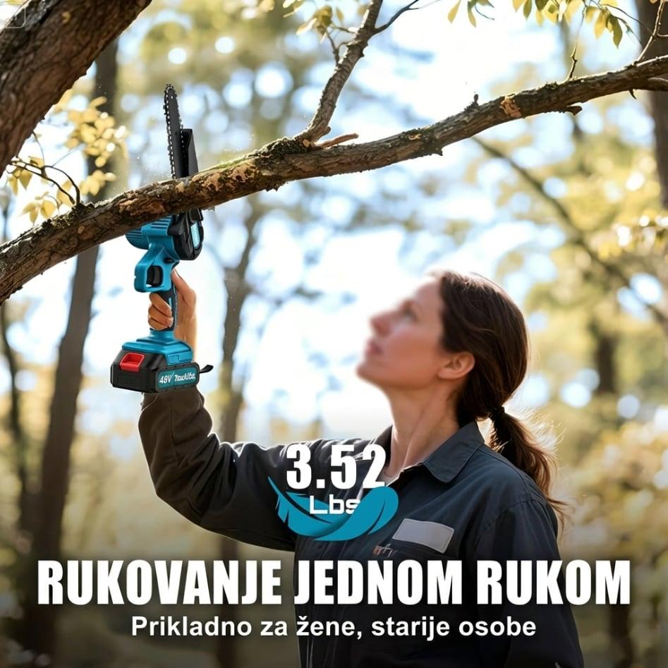 Mini AKU Motorna Pila 48V – Bežična Električna Pila sa 2 Lanca | 1 ili 2 Baterije — slika 6