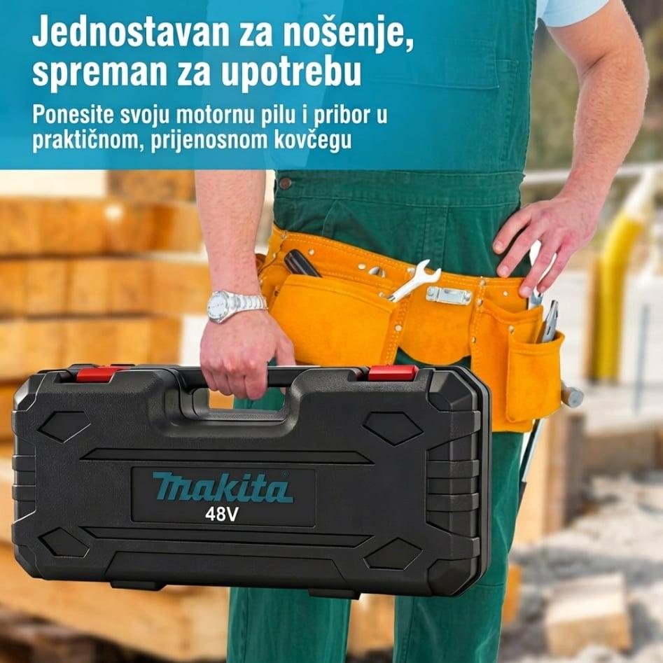 Mini AKU Motorna Pila 48V – Bežična Električna Pila sa 2 Lanca | 1 ili 2 Baterije — slika 8