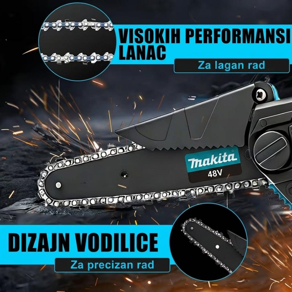 Mini AKU Motorna Pila 48V – Bežična Električna Pila sa 2 Lanca | 1 ili 2 Baterije — slika 9