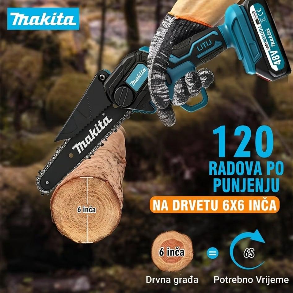 Mini AKU Motorna Pila 48V – Bežična Električna Pila sa 2 Lanca | 1 ili 2 Baterije — slika 10
