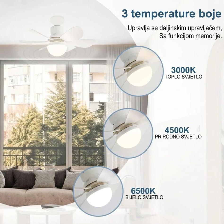 Ventilator sa LED rasvjetom 30W E27 – 3 brzine i 3 moda svjetla — slika 4