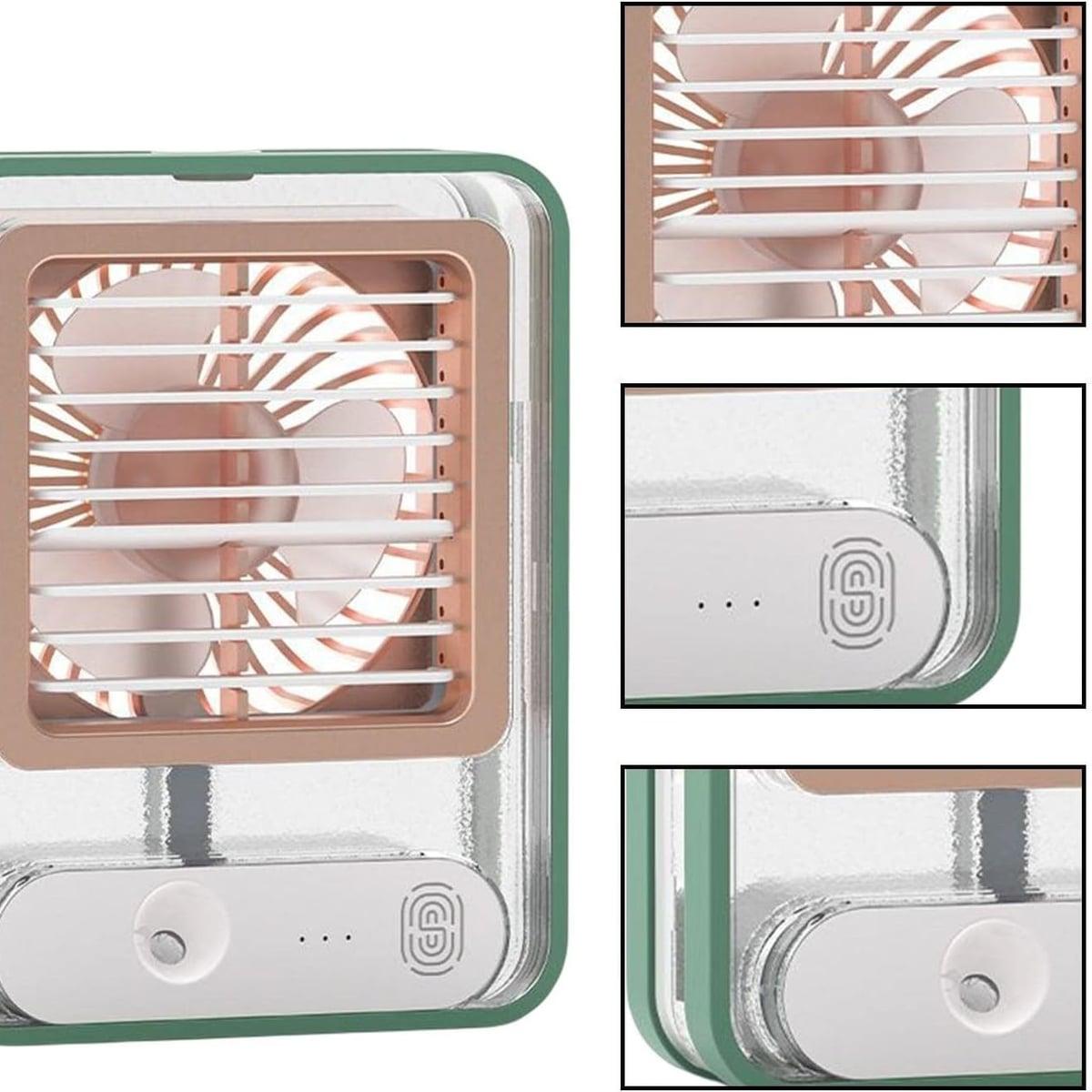 Mini ventilator 3 u 1 sa raspršivačem vode i LED svjetlom – USB punjivi — slika 4
