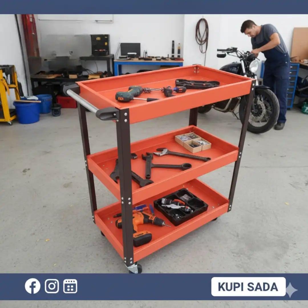Radna kolica za alat – metalna, 3 nivoa — slika 2