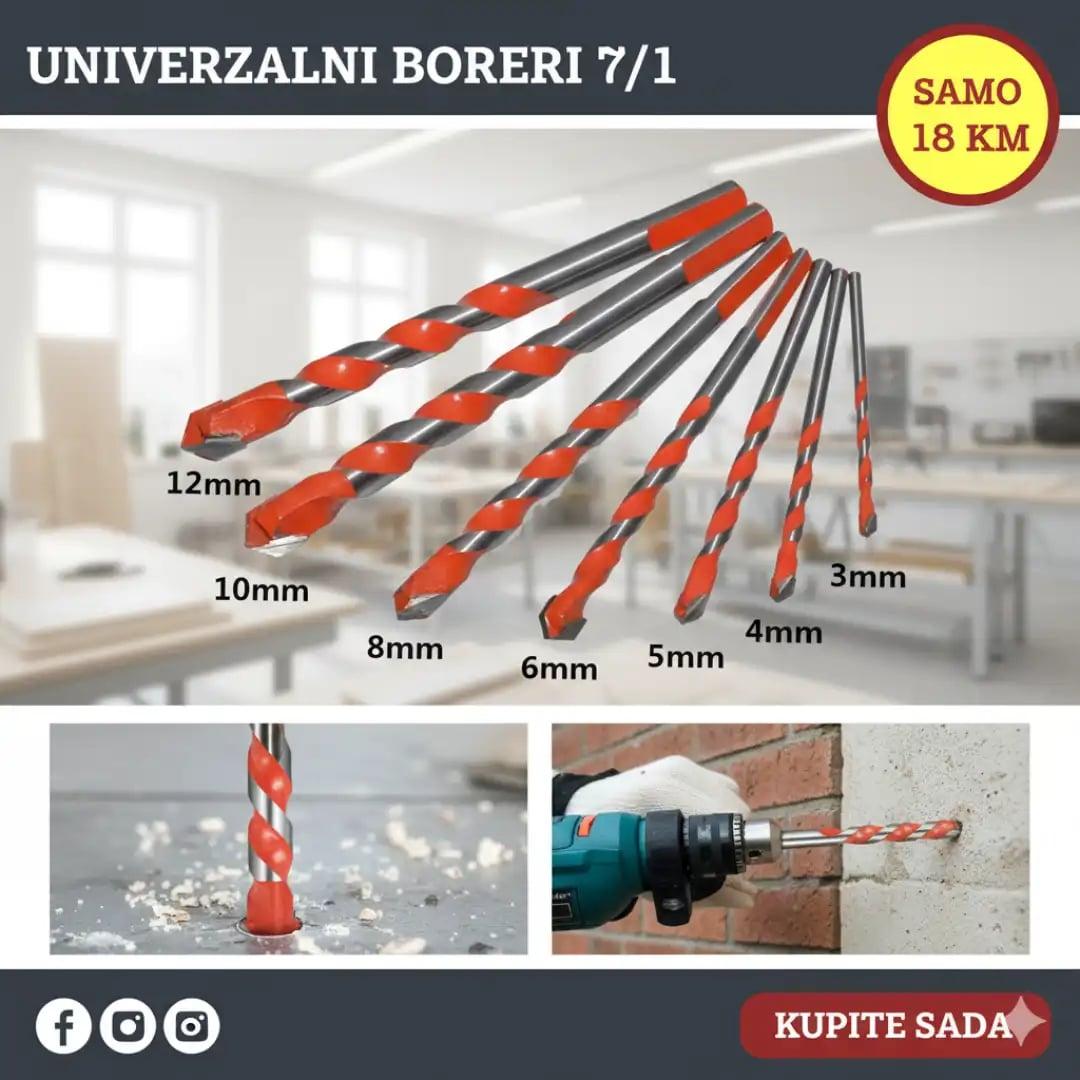 Univerzalni set borera 7/1 – 3mm do 12mm