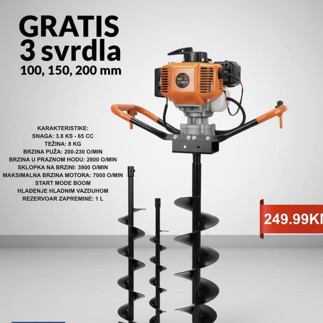 Bušač rupa za zemlju 3.8 KS + GRATIS 3 svrdla
