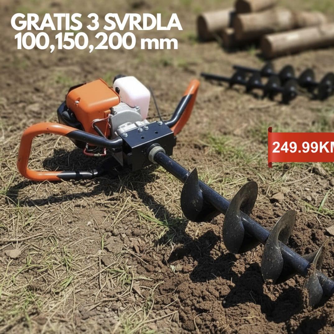 Bušač rupa za zemlju 3.8 KS + GRATIS 3 svrdla — slika 2