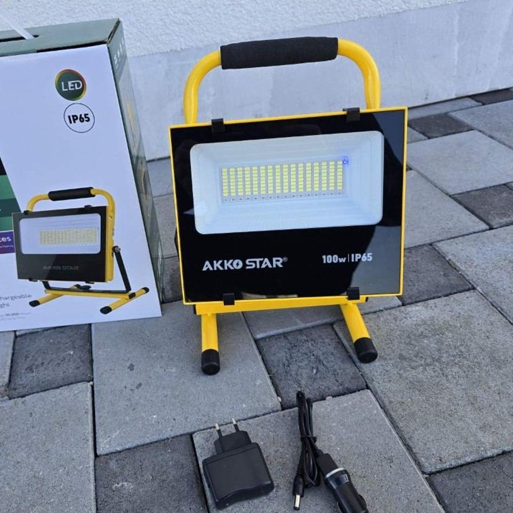 LED solarni prenosivi reflektor 100W AKKO STAR sa punjačem za auto — slika 4