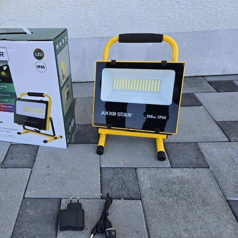 LED solarni prenosivi reflektor 100W AKKO STAR sa punjačem za auto — slika 5
