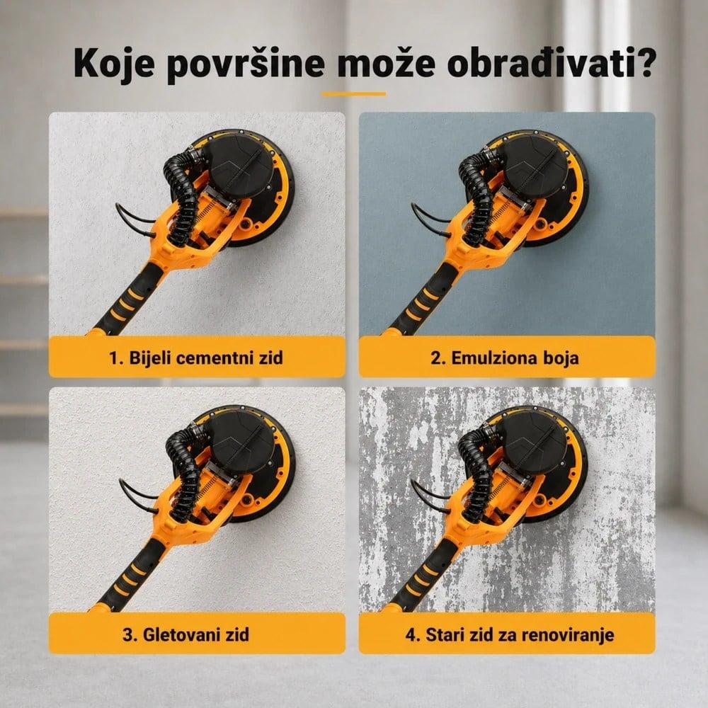 Žirafa za zidove i plafone / Teleskop brusilica za zidove 750W + Oprema — slika 4
