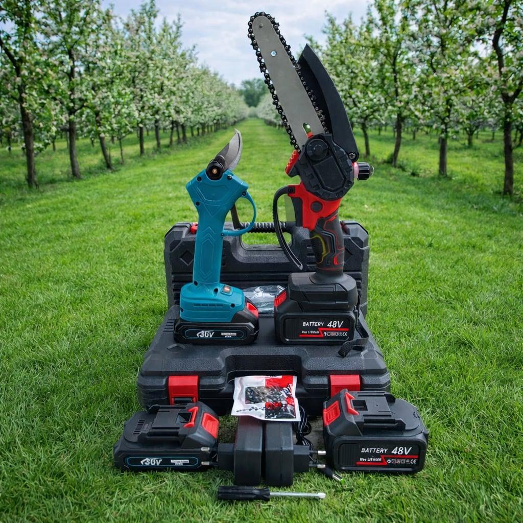 AKU GARDEN SET / Aku motorka sa Podmazivanjem + Aku makaze za Orezivanje / 4x baterija