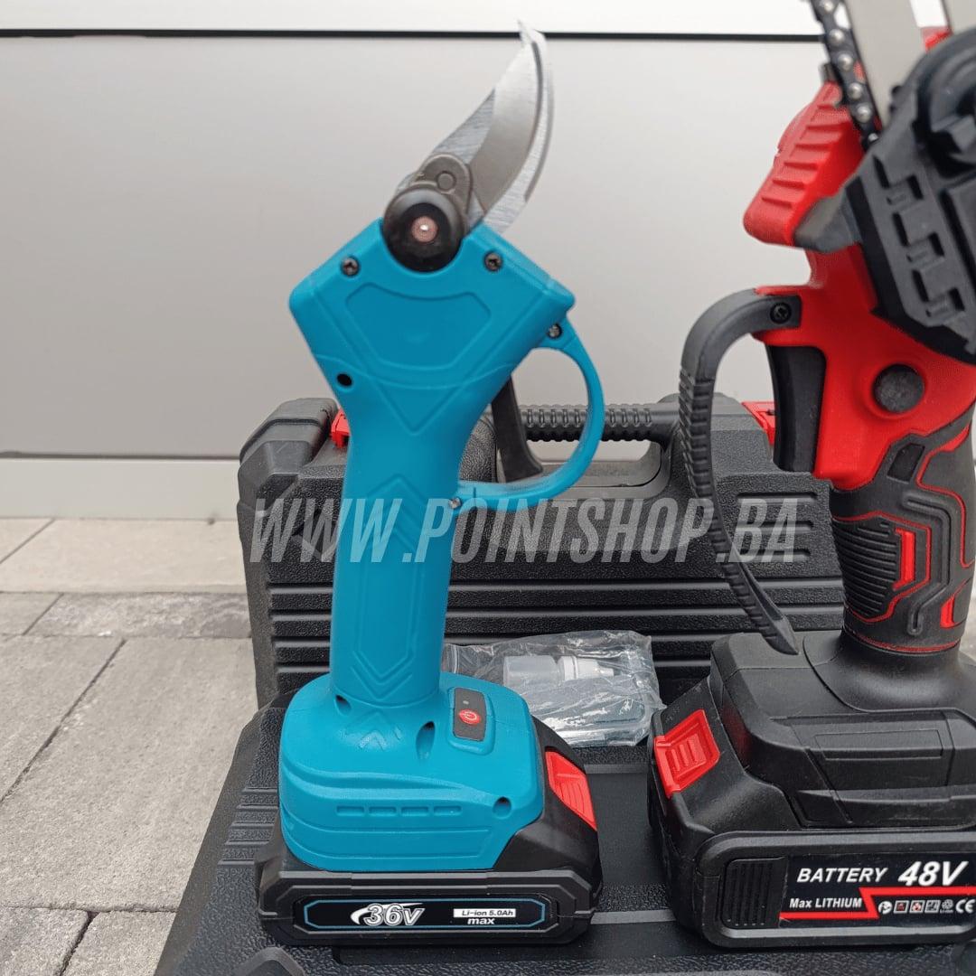 AKU GARDEN SET / Aku motorka sa Podmazivanjem + Aku makaze za Orezivanje / 4x baterija — slika 2