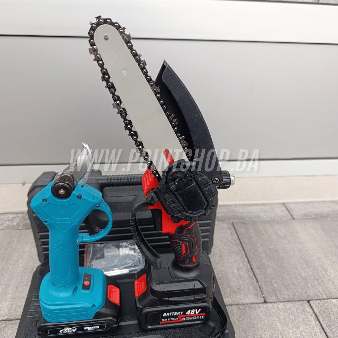 AKU GARDEN SET / Aku motorka sa Podmazivanjem + Aku makaze za Orezivanje / 4x baterija — slika 3