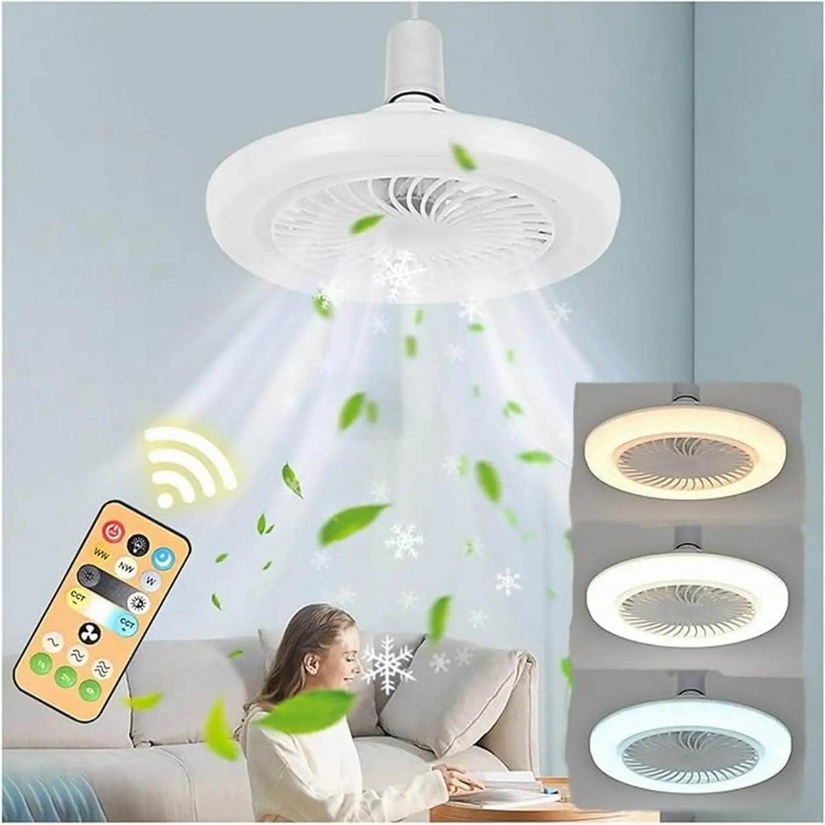 E27 LED Stropni Ventilator s Rasvjetom – 3 Načina Rada + Daljinski
