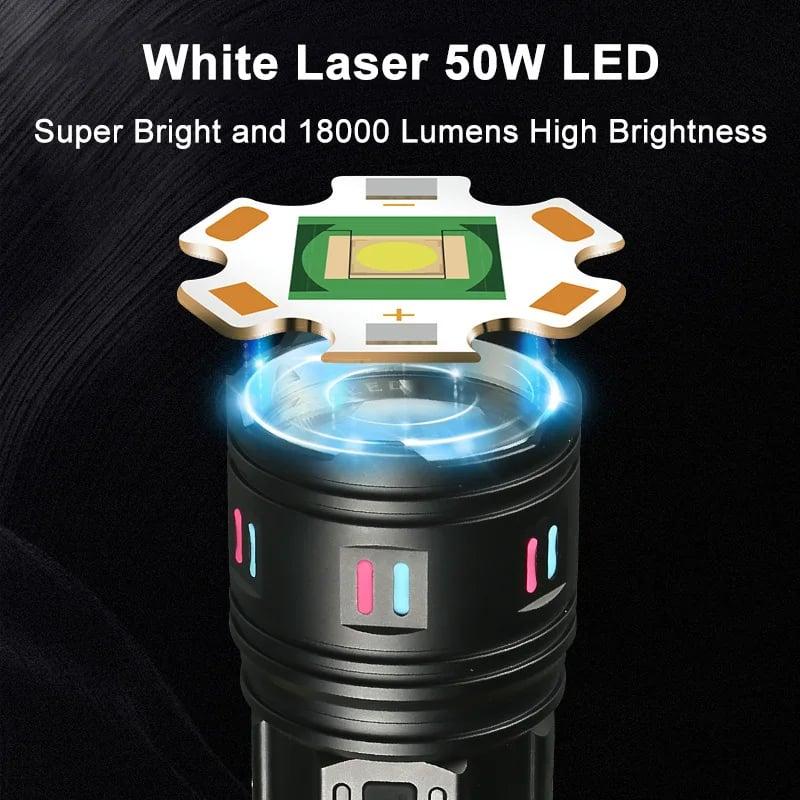 Taktička LED lampa / Aluminium zoom / 180000 lumena / 5 boja — slika 3