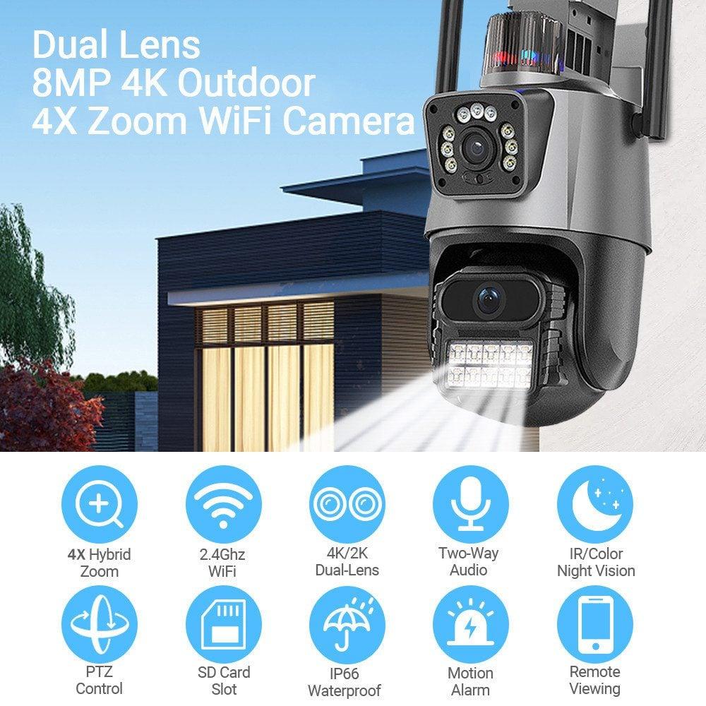 WIFI nadzorna kamera 12MP 4k / Sa dvije glave / Ugrađen ALARM — slika 3