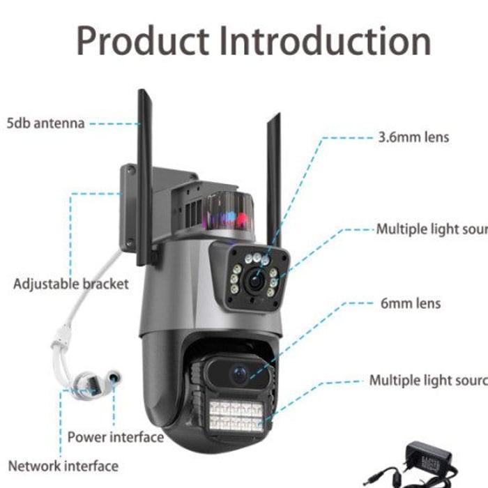 WIFI nadzorna kamera 12MP 4k / Sa dvije glave / Ugrađen ALARM — slika 4