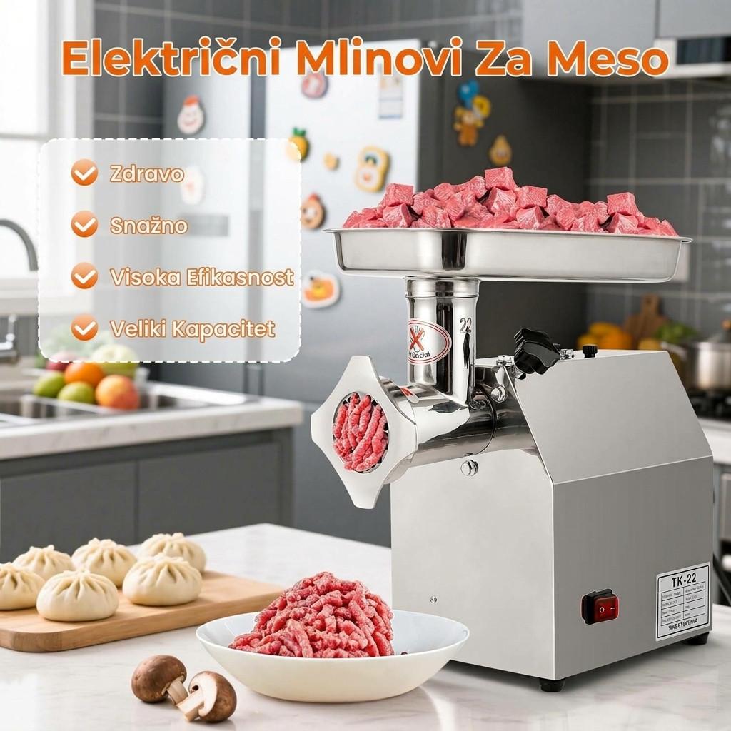 Profesionalna Inox Mašina za Mljevenje Mesa 12-ka / 22-ka — slika 2