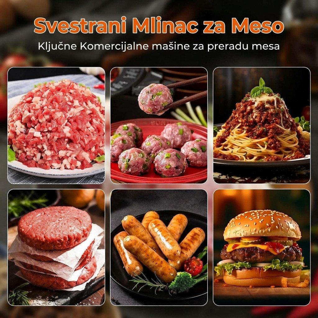 Profesionalna Inox Mašina za Mljevenje Mesa 12-ka / 22-ka — slika 1